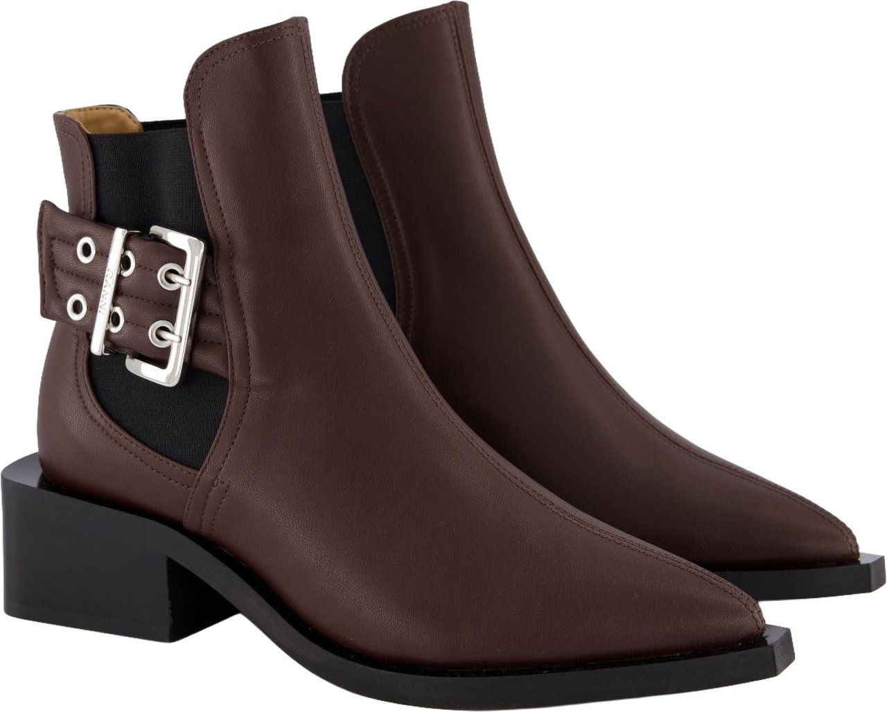 Ganni Dames Chunky Buckle Chelsea Bruin enkellaarsjes Bruin