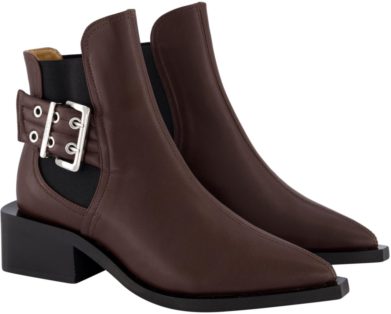 Ganni Dames Chunky Buckle Chelsea Bruin Bruin