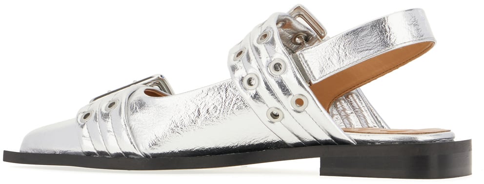 Ganni Ganni Silver polyester Feminine Buckle ballerinas Zilver