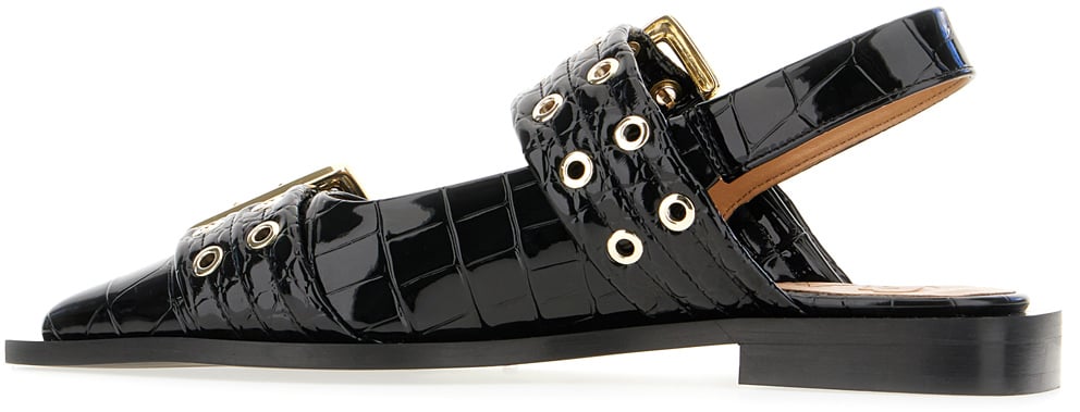 Ganni Ganni Black synthetic leather Feminine Buckle ballerinas Zwart