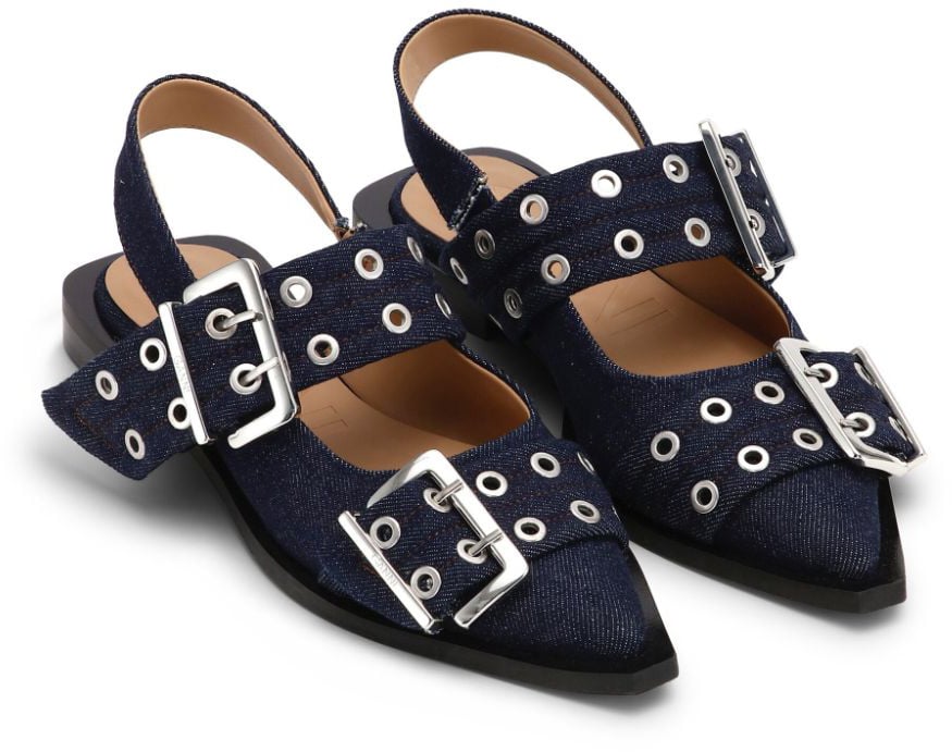 Ganni Flat Shoes Blue Blauw