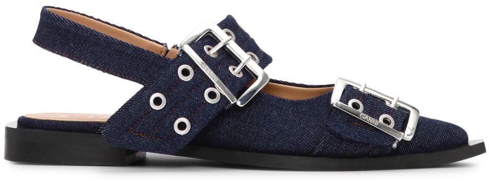 Ganni Flat Shoes Blue Blauw