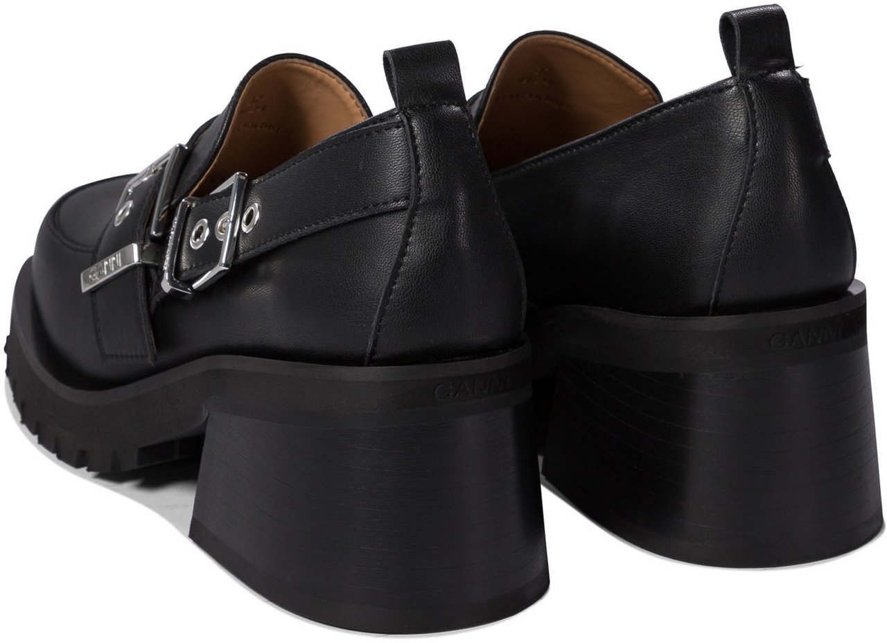 Ganni Loafers with platform and buckle Zwart