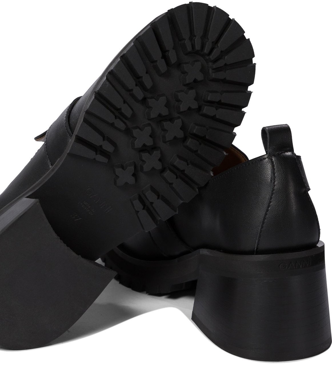 Ganni Loafers with platform and buckle Zwart