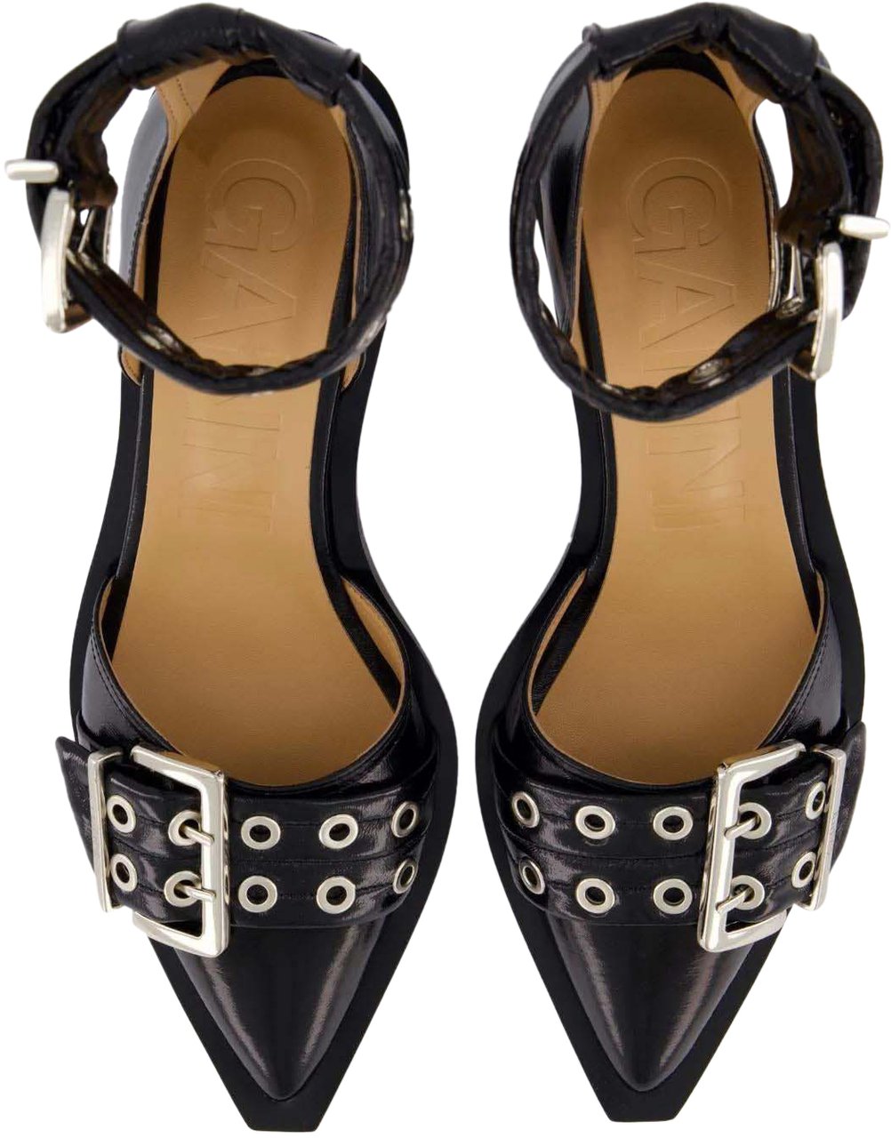 Ganni Dames Chunky Buckle Open Cut Zwart Zwart