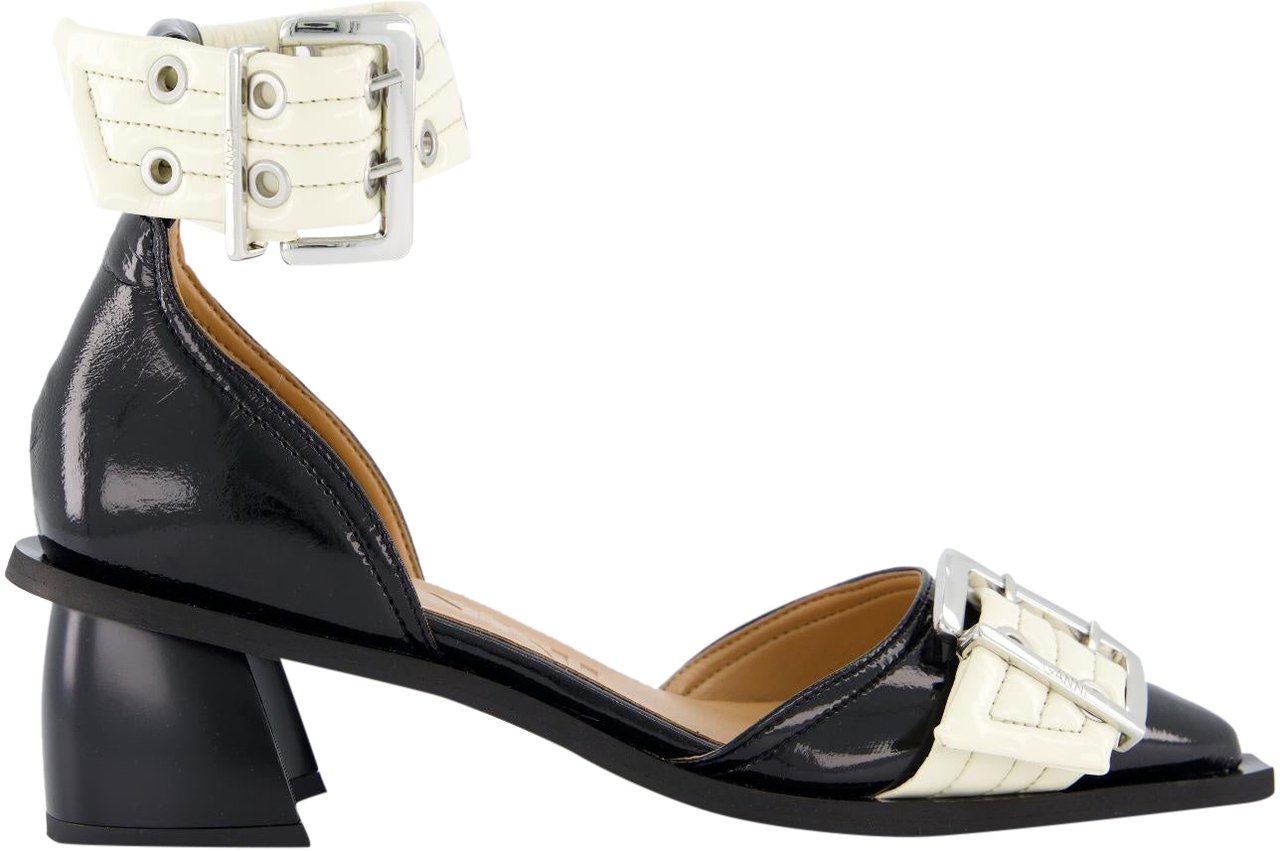 Ganni Dames Chunky Buckle Open Cut Zwart Zwart