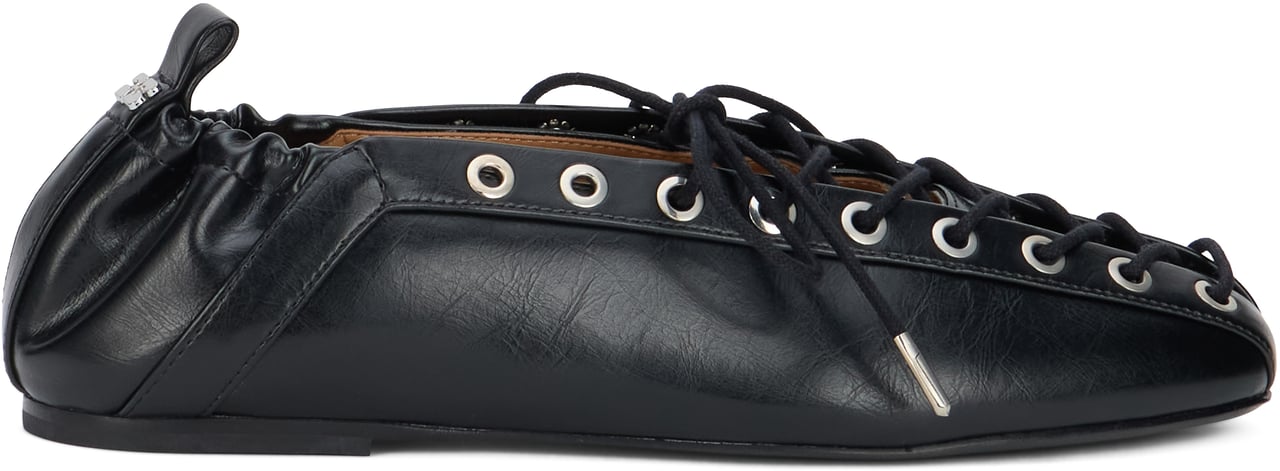 Ganni Ballet shoes with eyelets Zwart
