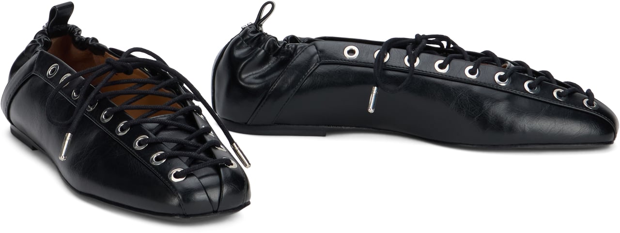 Ganni Ballet shoes with eyelets Zwart