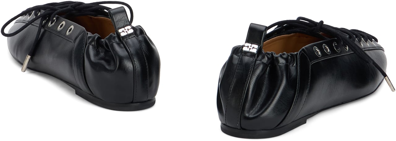 Ganni Ballet shoes with eyelets Zwart