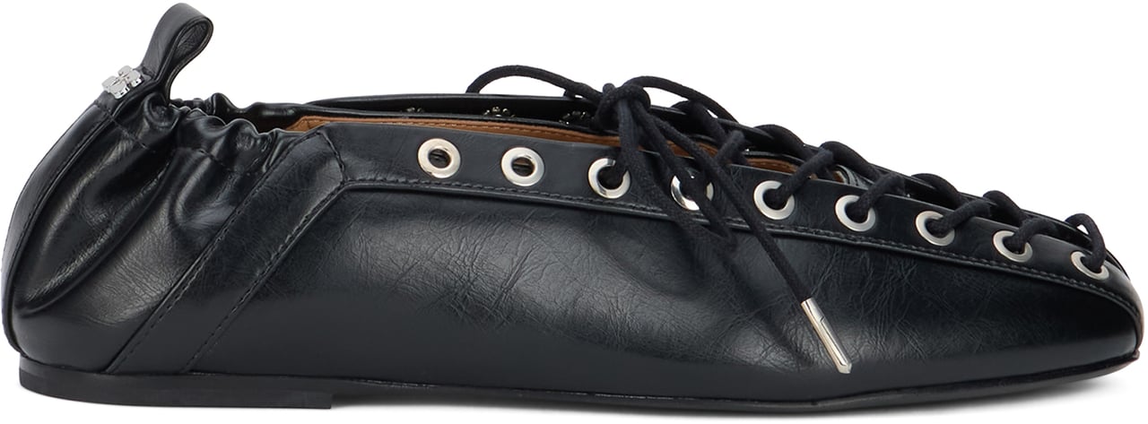 Ganni Ballet shoes with eyelets Zwart