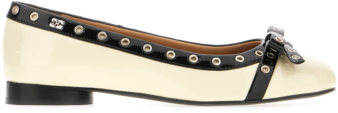 Ganni Ganni Ivory leather ballerinas Neutraal