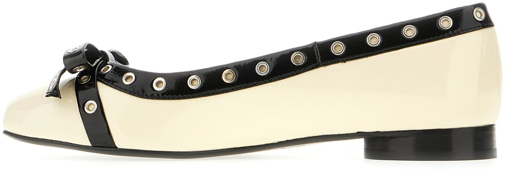Ganni Ganni Ivory leather ballerinas Neutraal