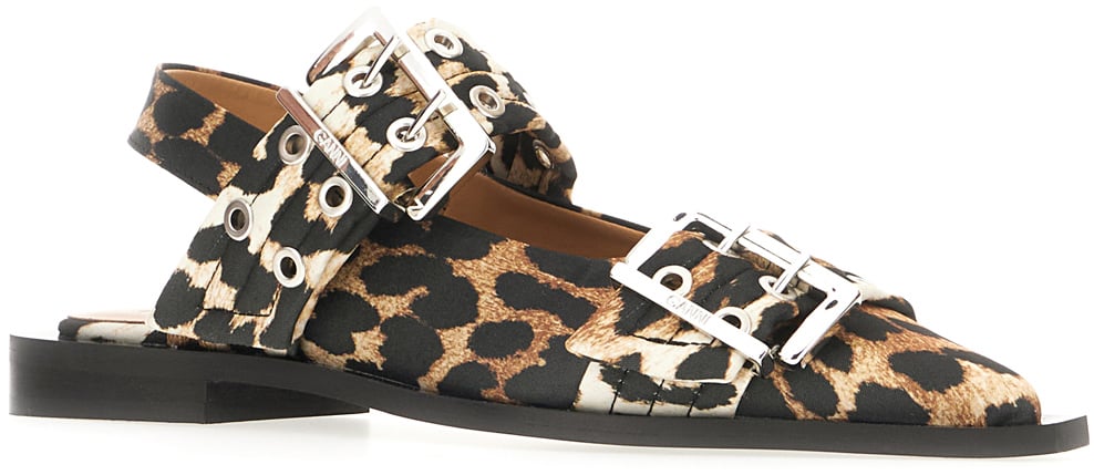 Ganni Printed polyester ballerinas Dierenprint