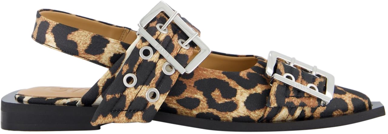 Ganni Dames Chunky Buckle Ballerina Beige Beige