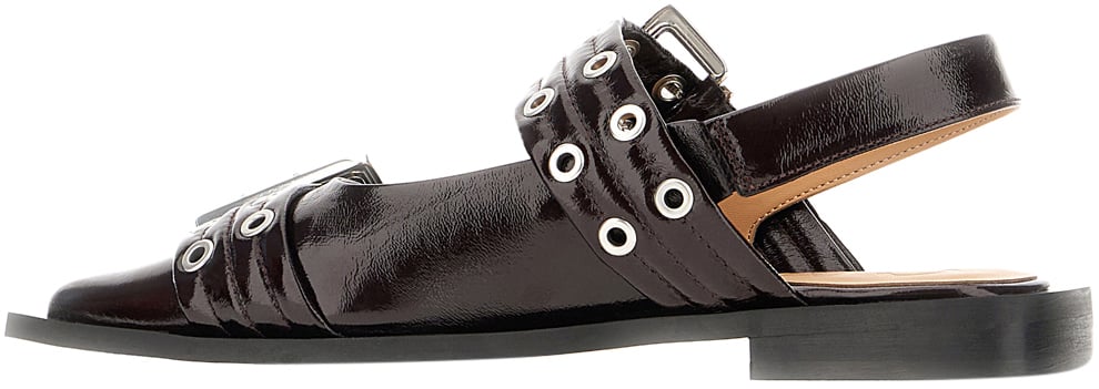 Ganni Ganni Aubergine synthetic leather Feminine Buckle ballerinas Paars