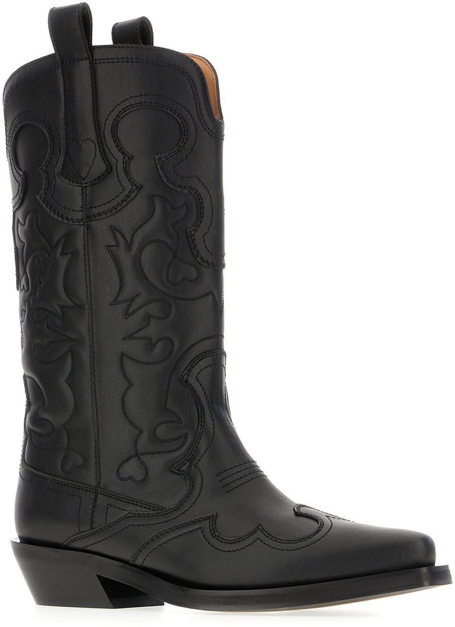 Ganni Ganni Black synthetic leather Shaft boots Zwart