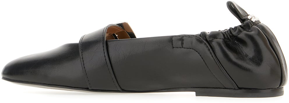 Ganni Ganni Black synthetic leather Buckle Strap ballerinas Zwart
