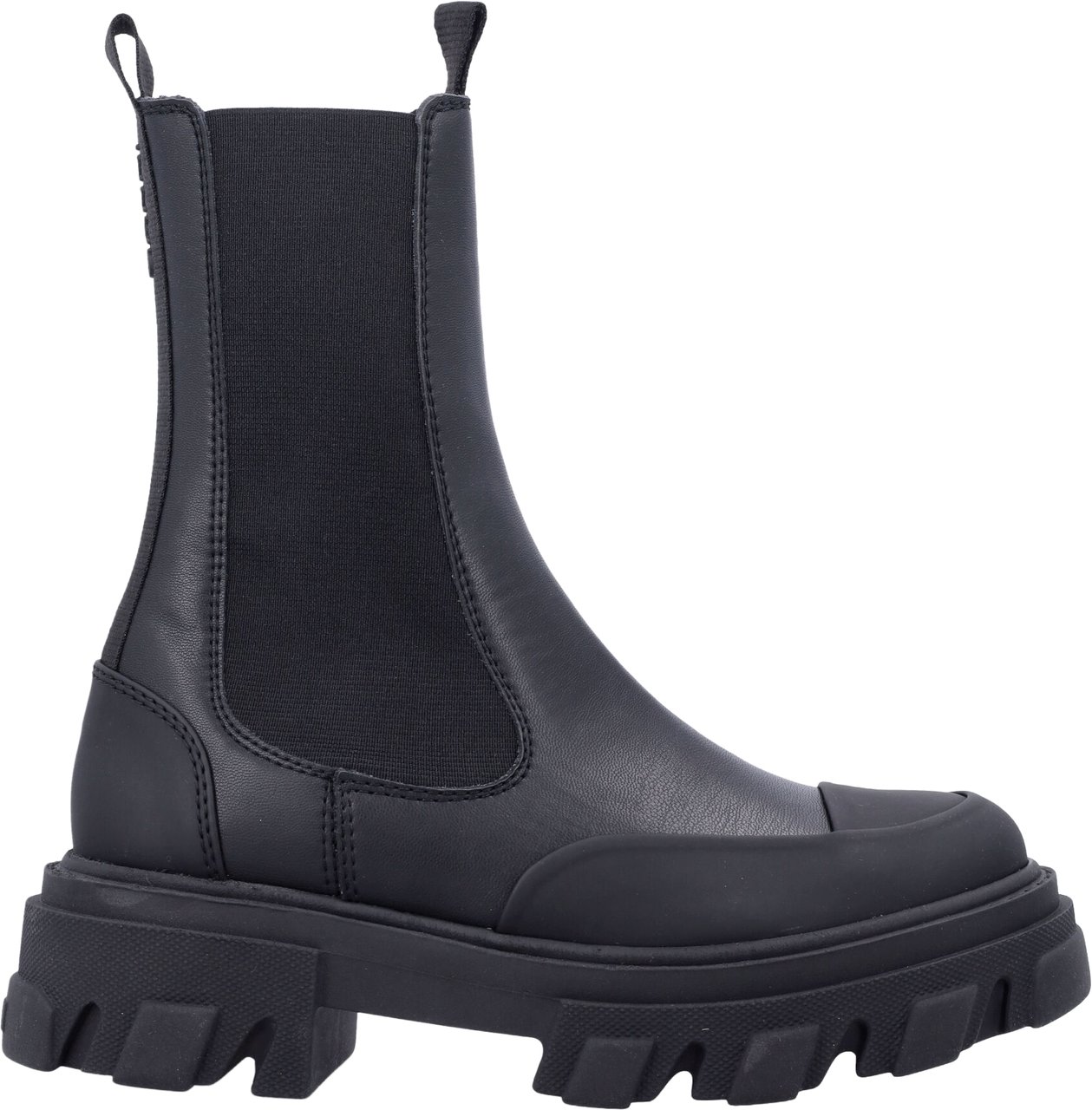 Ganni Cleated Mid Chealsea Boot Nero Zwart