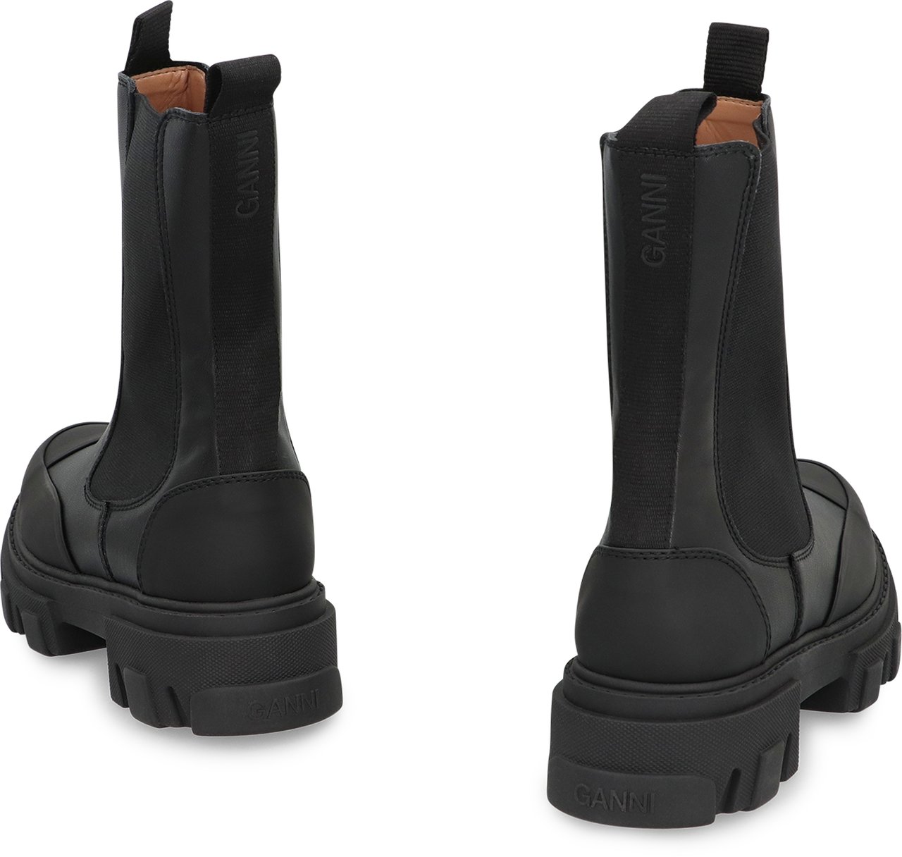 Ganni Leather Chelsea boots Zwart