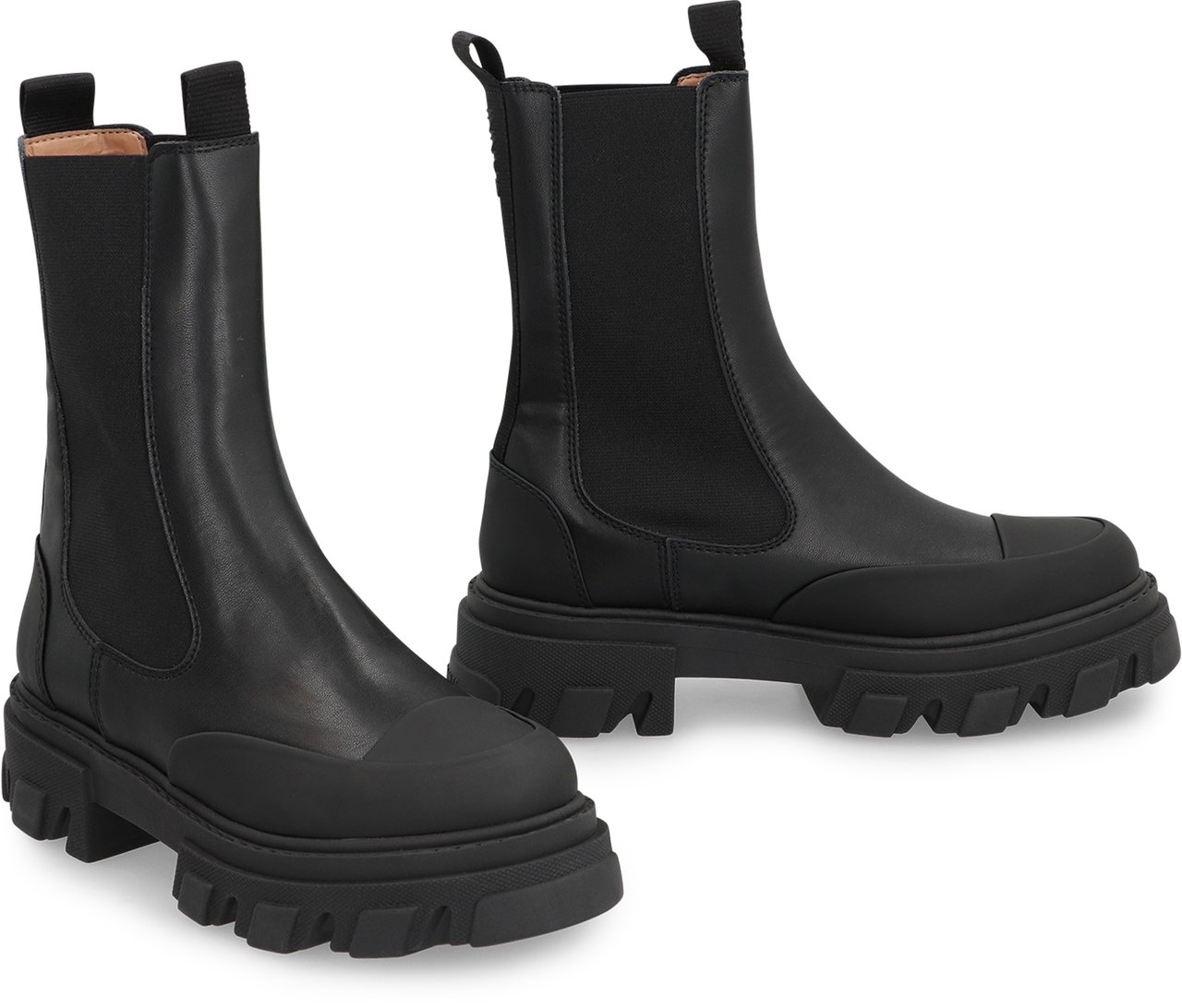 Ganni Leather Chelsea boots Zwart