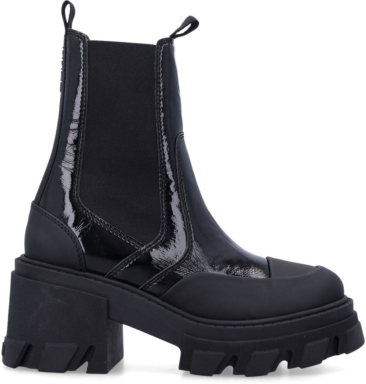 Ganni Cleated Heeled Mid Chelsea Boot Nero Zwart