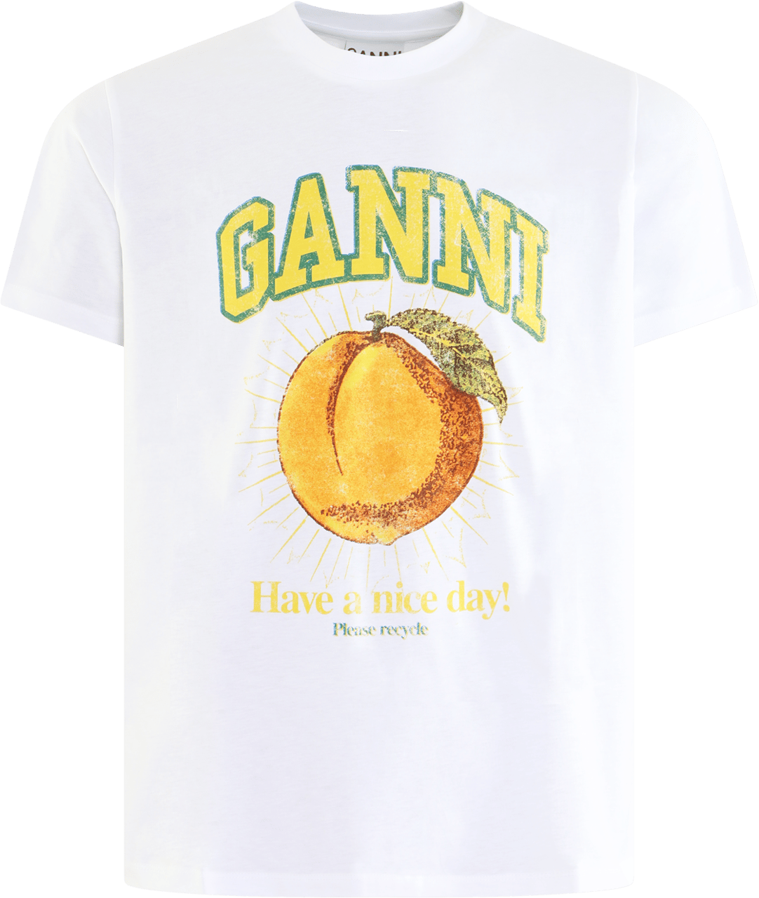 Ganni Dames Peach Relaxed T-Shirt Wit Wit