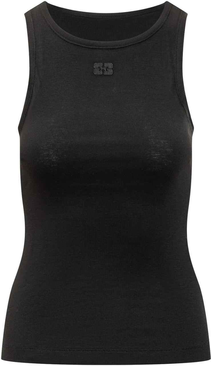 Ganni Soft Cotton Tank Zwart
