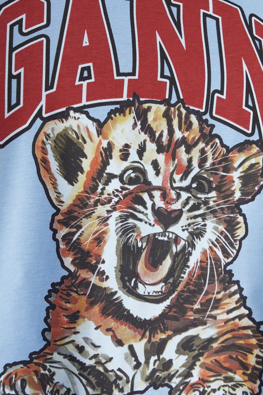 Ganni Ganni Light blue cotton t-shirt Lichtblauw