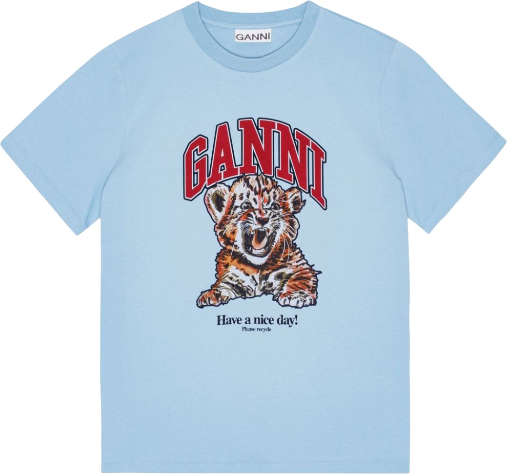 Ganni T-Shirts And Polos Light Blue Lichtblauw