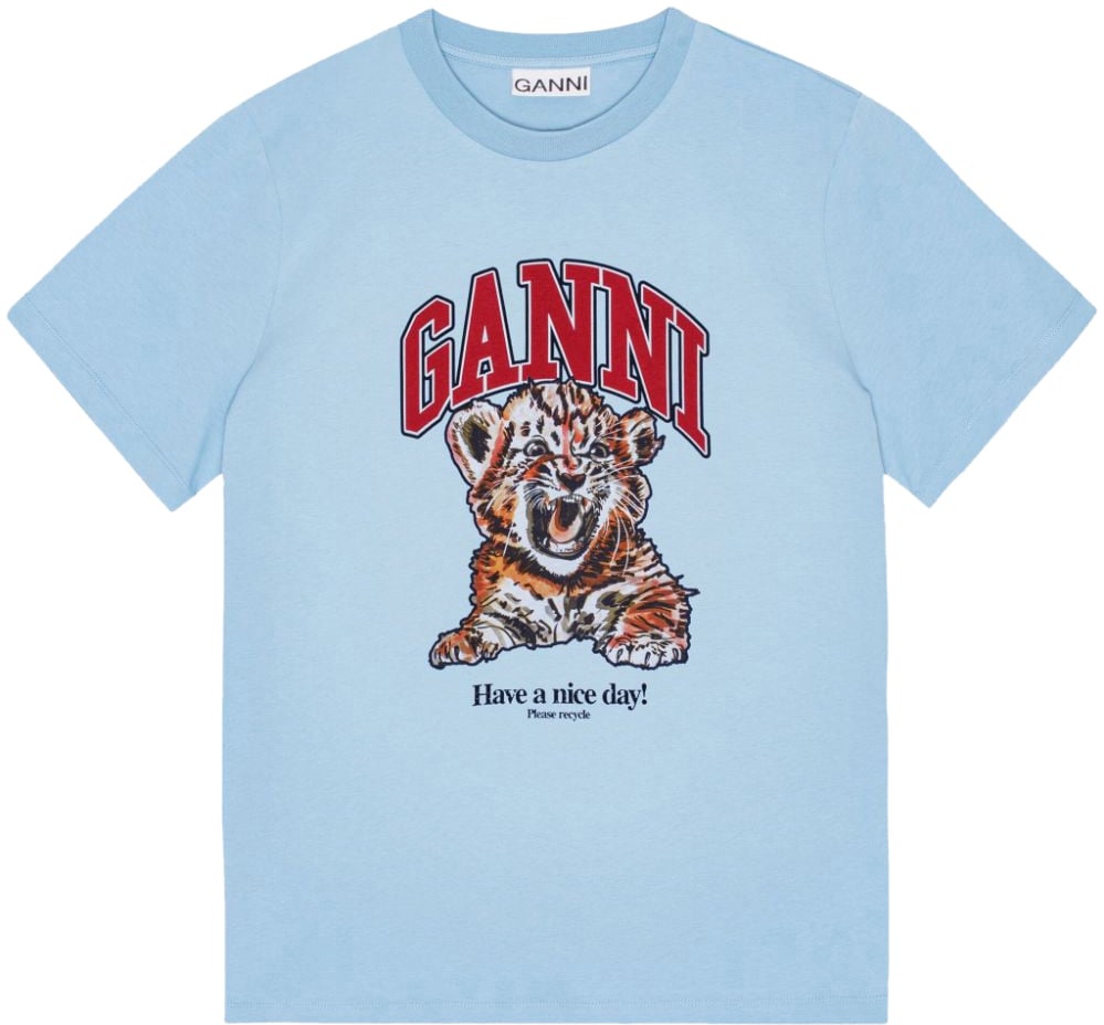 Ganni T-Shirts And Polos Clear Blue Blauw