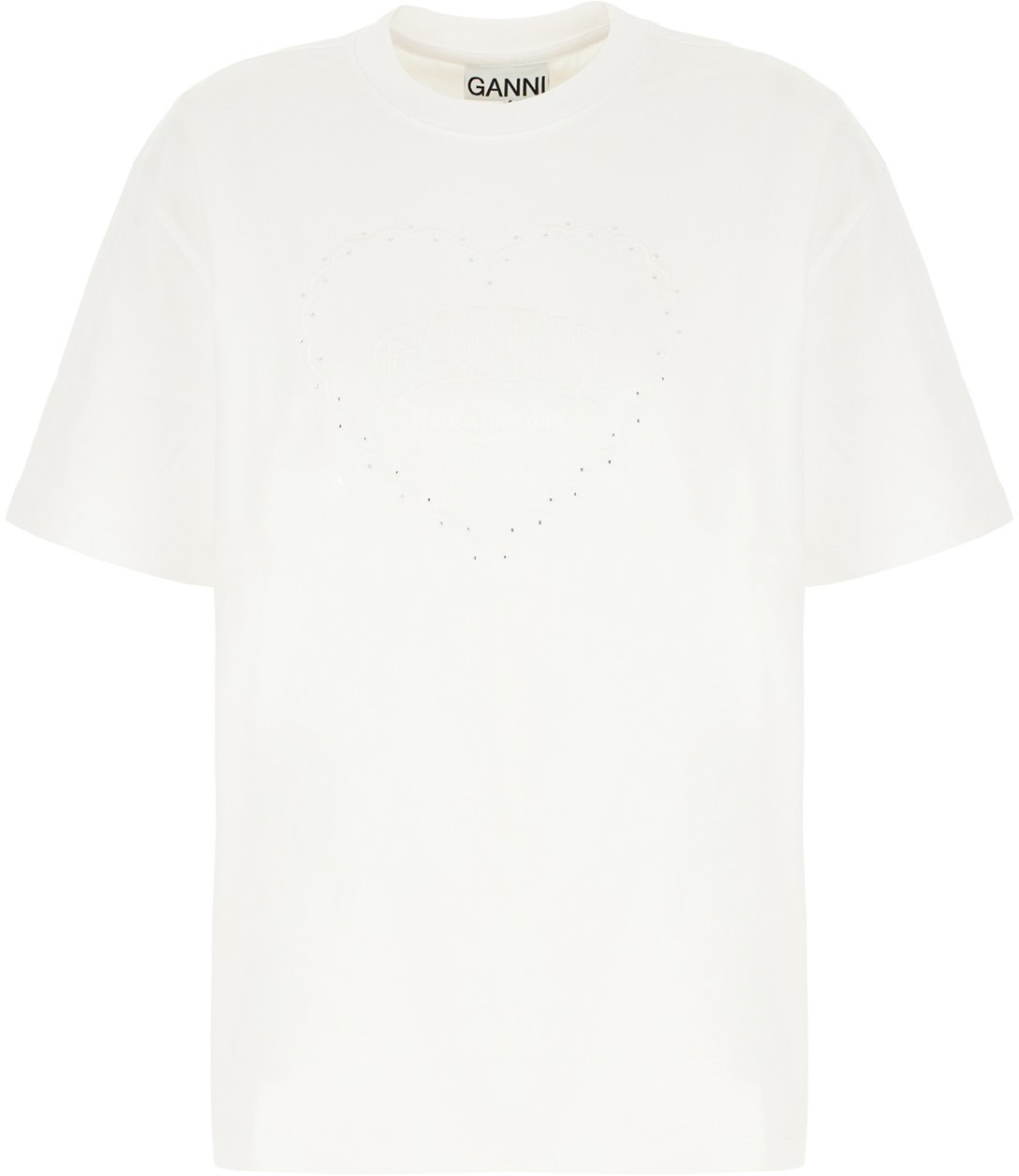 Ganni Ganni White cotton t-shirt Wit