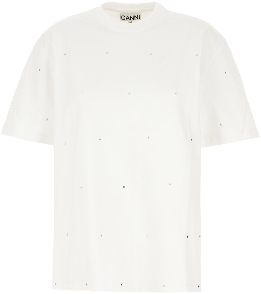 Ganni Ganni White cotton t-shirt Wit