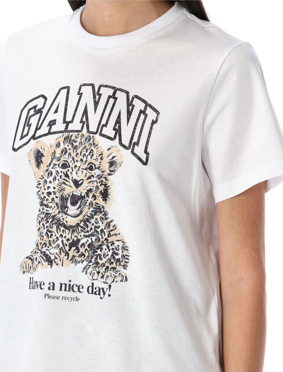 Ganni Tshirt Leo Grey Leo Dierenprint