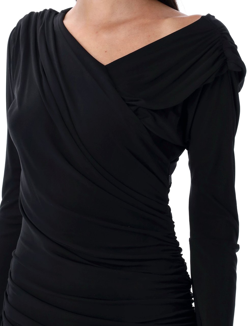 Ganni Ls Sleeve Dress Nero Zwart