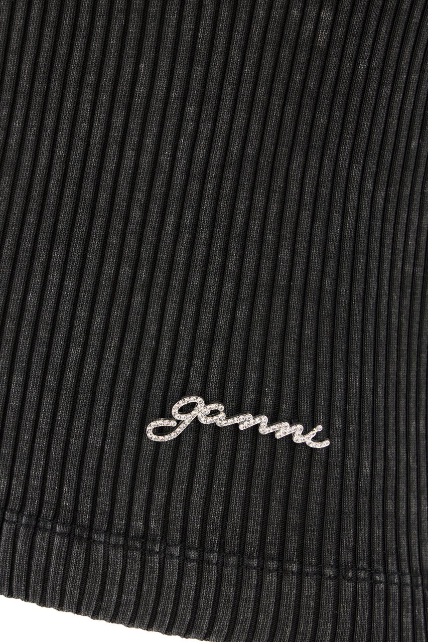 Ganni Ganni Charcoal cotton top Blauw