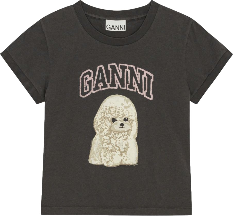 Ganni T-Shirts And Polos Grey Zwart