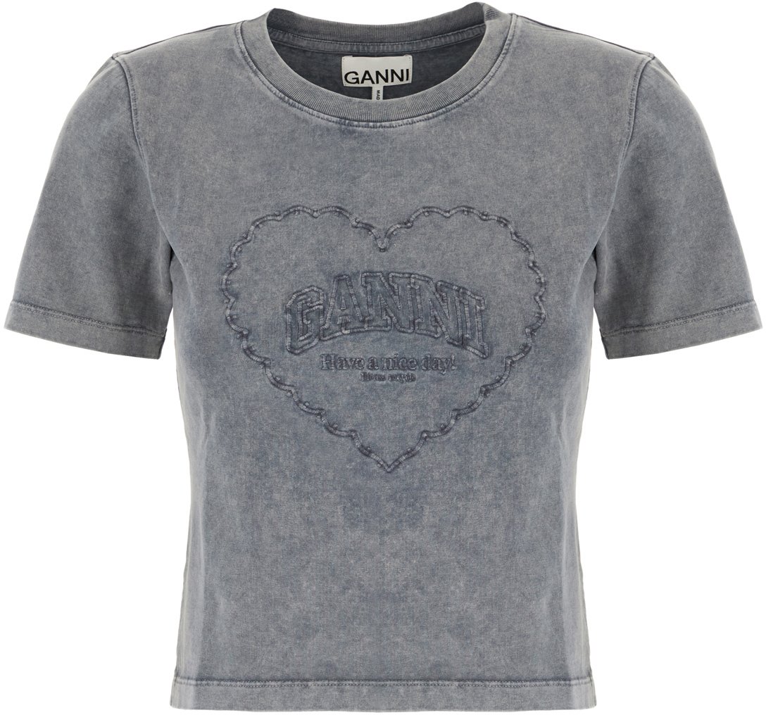 Ganni Ganni Grey cotton t-shirt Grijs