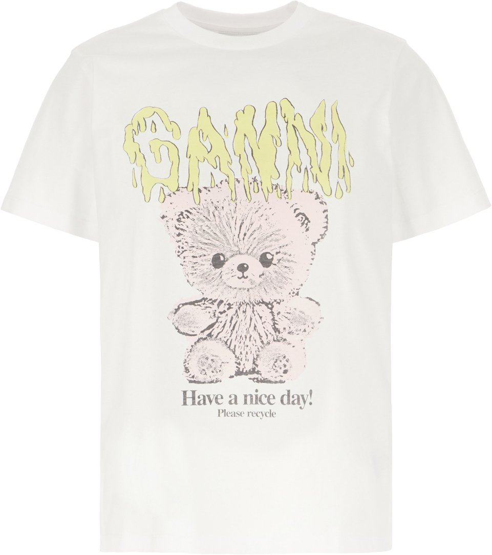 Ganni Ganni White cotton t-shirt Wit