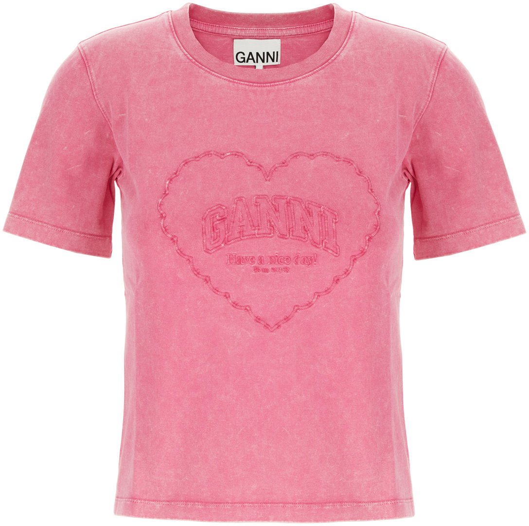 Ganni Ganni Pink cotton t-shirt Roze