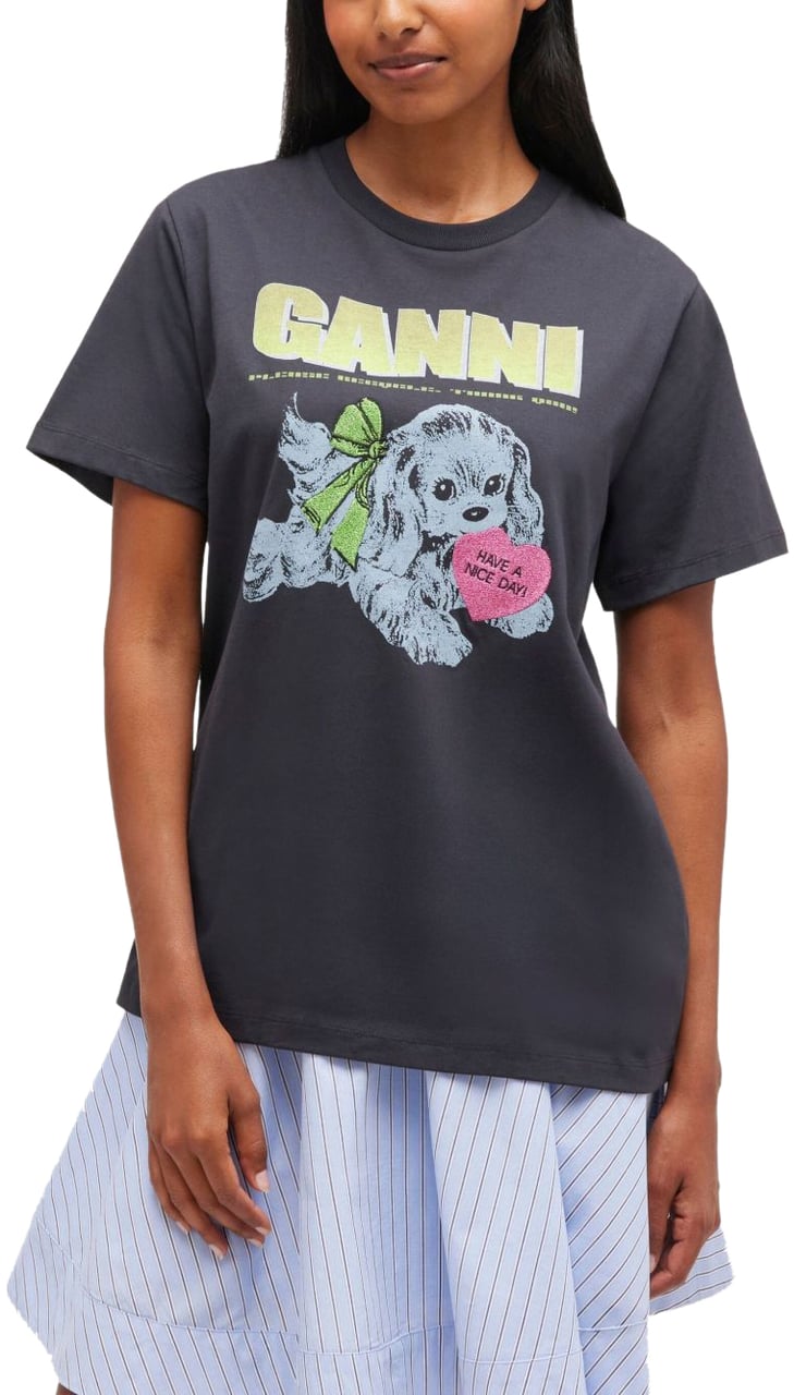 Ganni T-Shirts And Polos Grey Grijs
