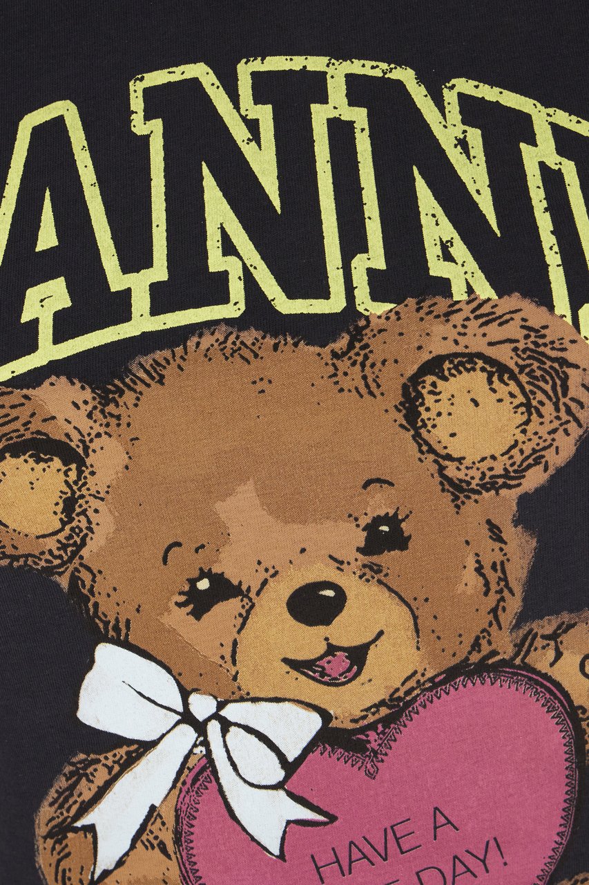 Ganni Ganni Charcoal cotton t-shirt Zwart