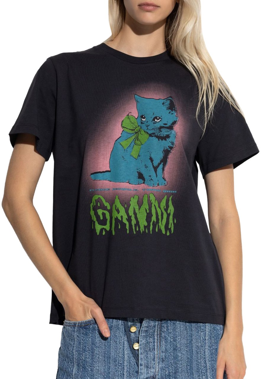 Ganni T-Shirts And Polos Grey Grijs
