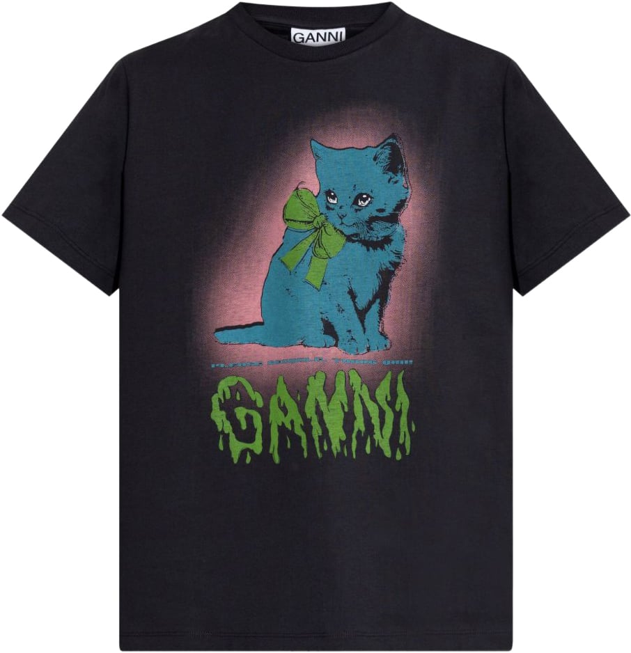 Ganni T-Shirts And Polos Grey Grijs