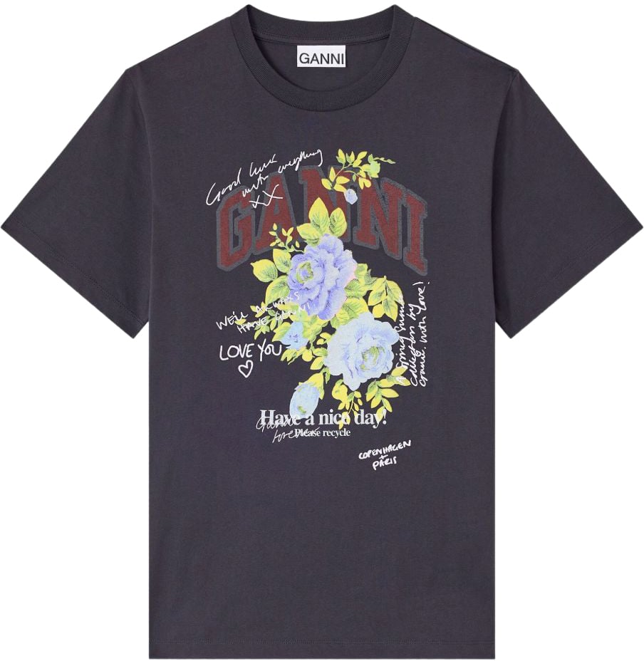 Ganni T-Shirts And Polos Grey Grijs