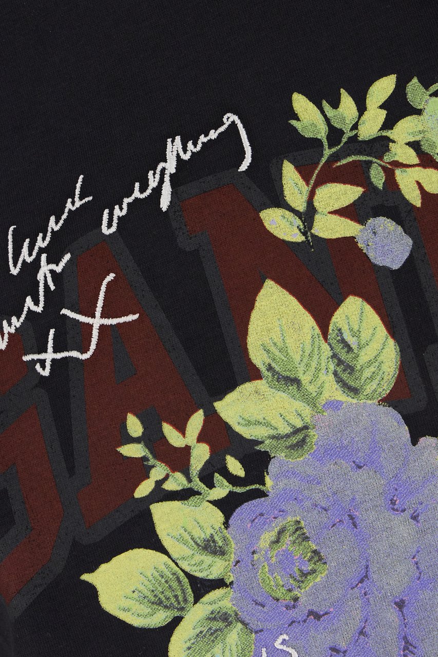 Ganni Ganni Charcoal cotton t-shirt Zwart