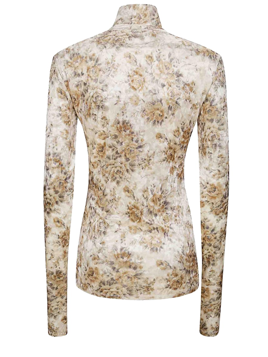 Ganni Recycled Polyester-Blend Sheer Floral Top Neutraal