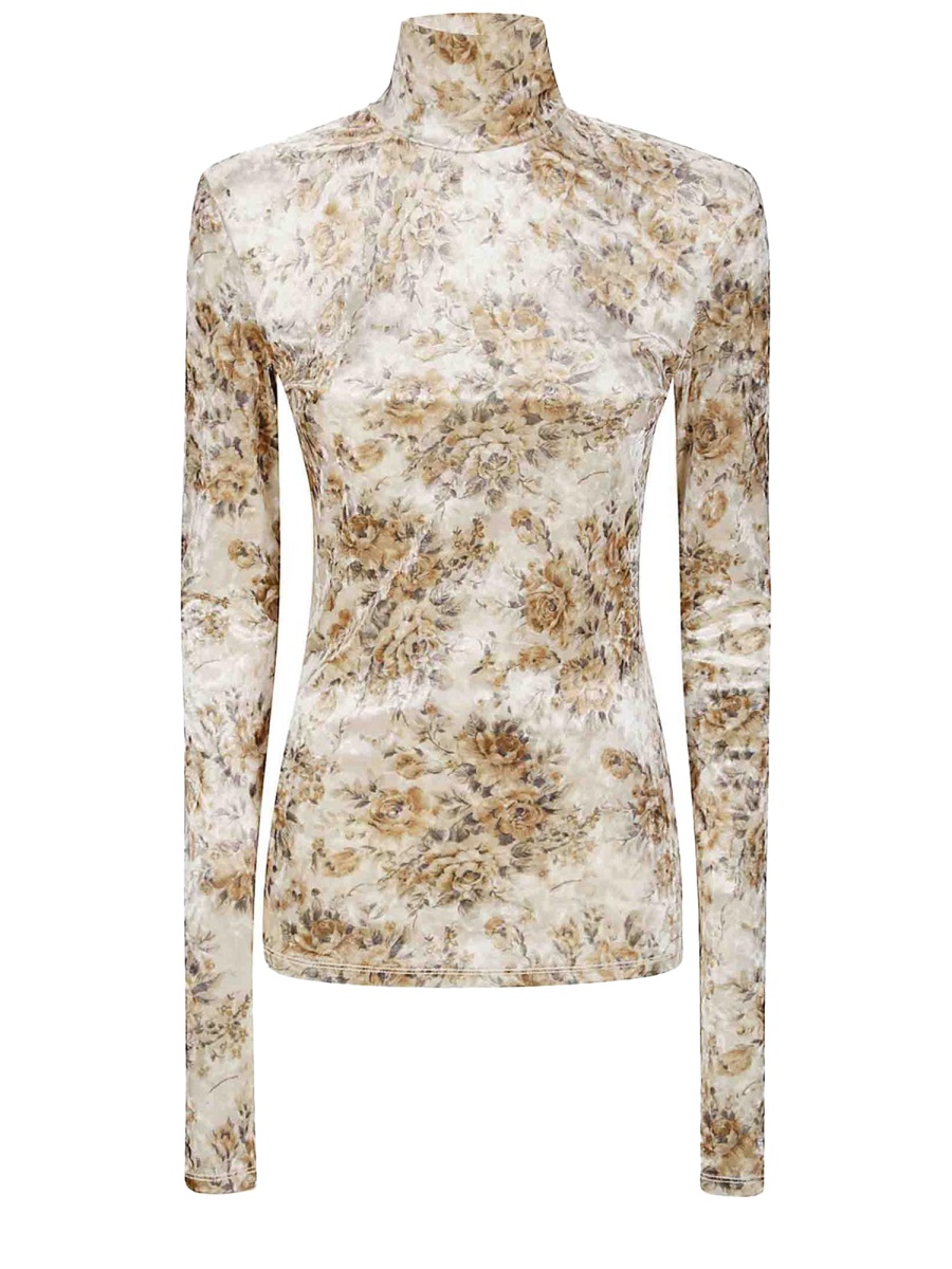 Ganni Recycled Polyester-Blend Sheer Floral Top Neutraal