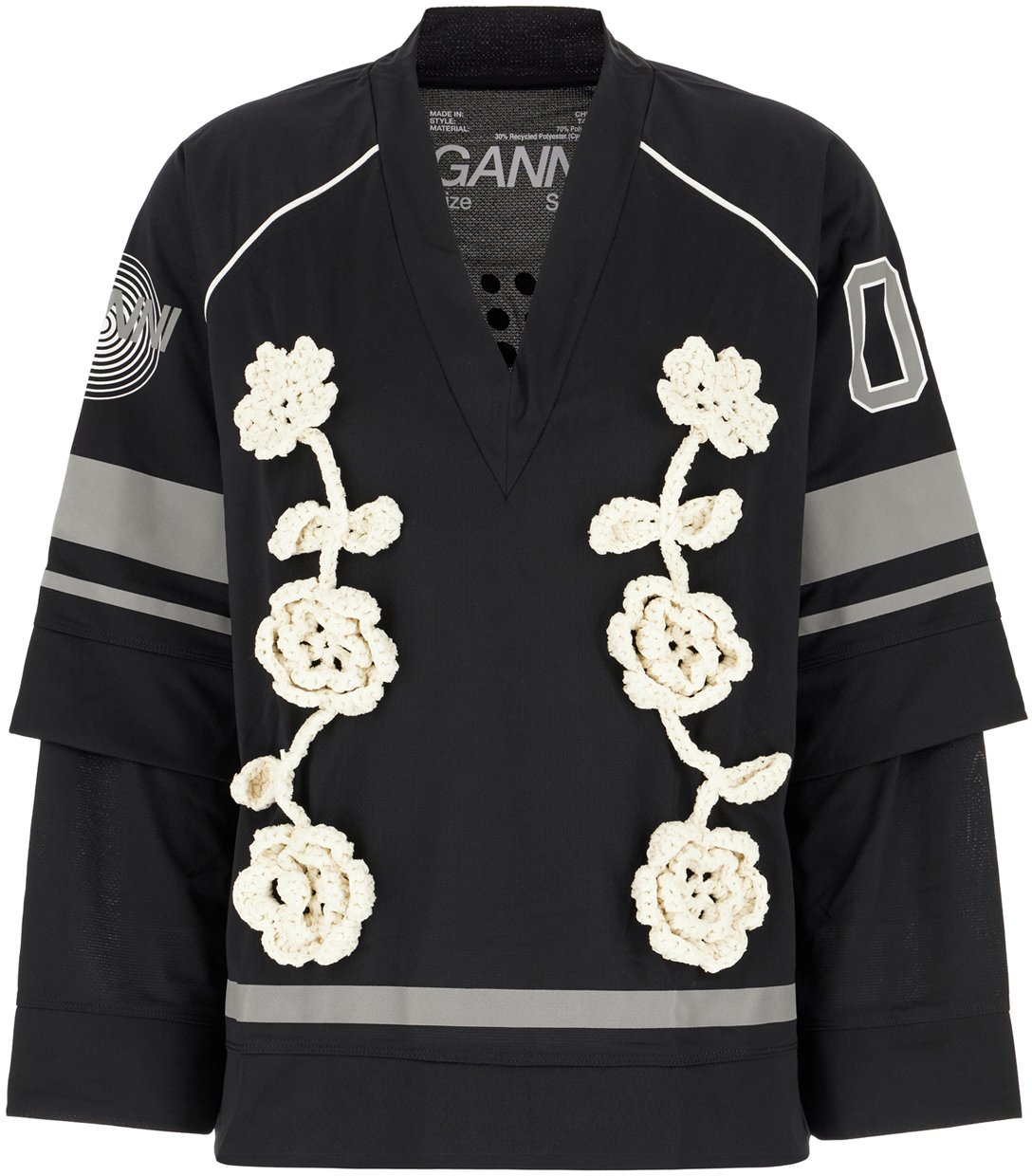 Ganni Ganni Black polyester t-shirt Zwart