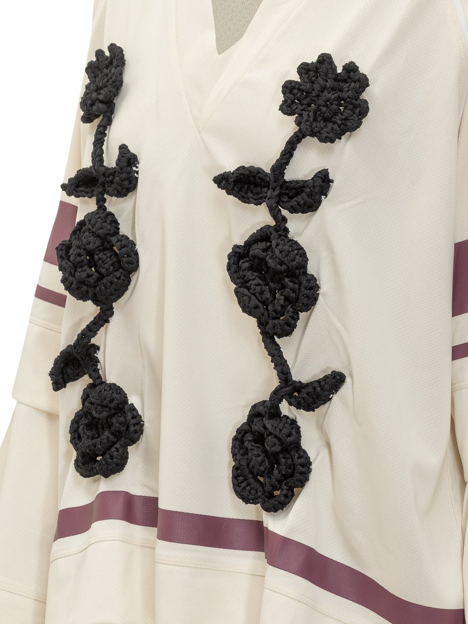Ganni Ganni Maglia Sportiva con Ricami Floreali Wit
