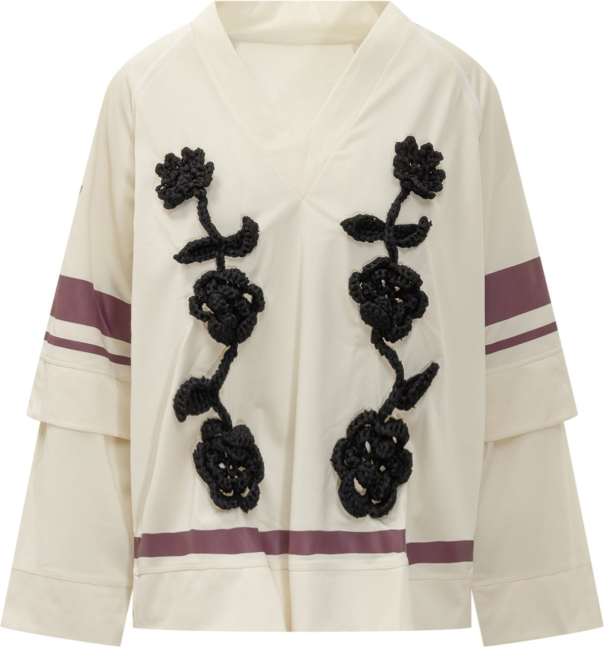 Ganni Ganni Maglia Sportiva con Ricami Floreali Wit